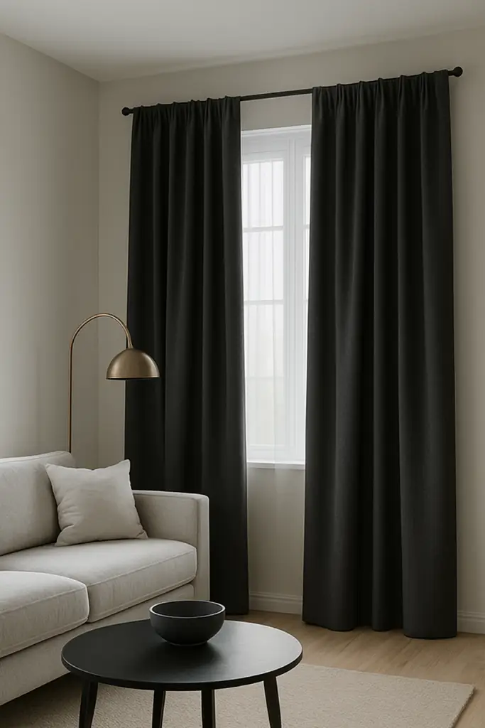 Lystette gardiner i stue – effektiv mørklegging og stilrent design